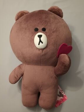 Line Friends Brown Bear I Heart You Plush